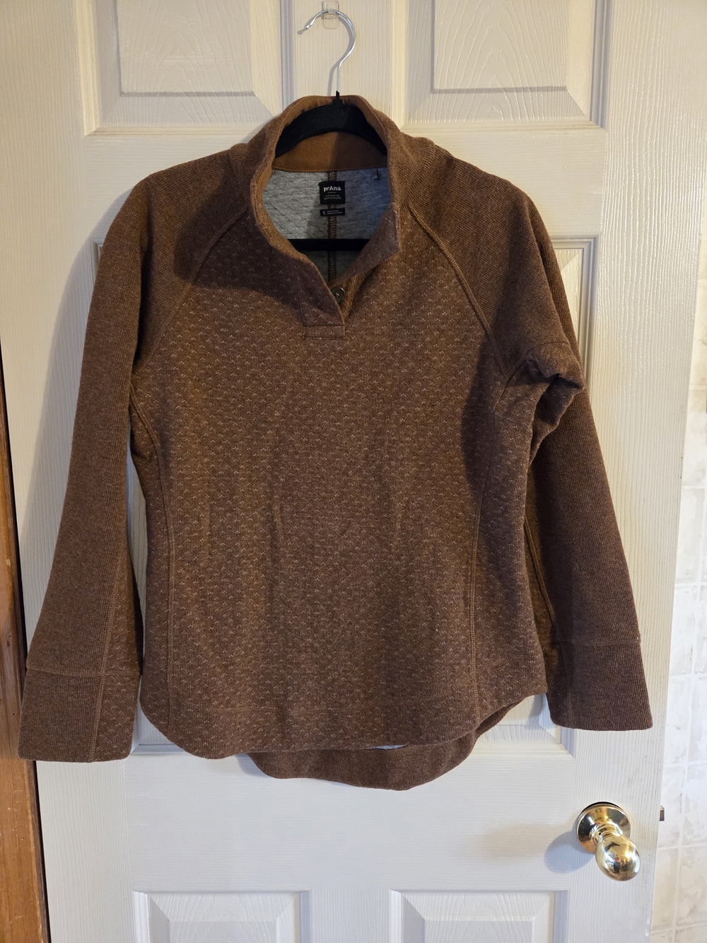 PRANA Brown Pullover Quarter Zip Sweater